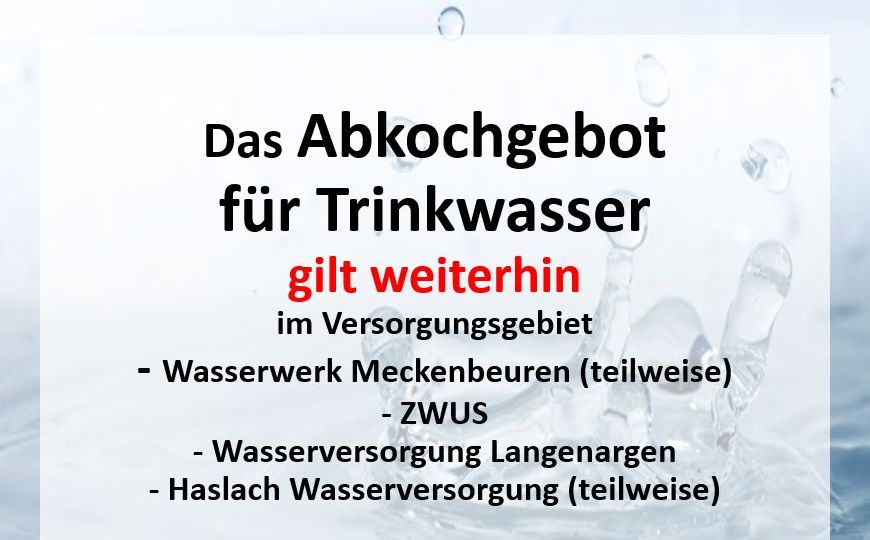 Das Abkochgebot für Trinkwasser bleibt bestehen