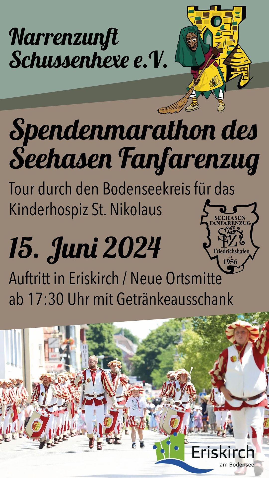 Spendenmarathon des Seehasen Fanfarenzugs am 15. Juni