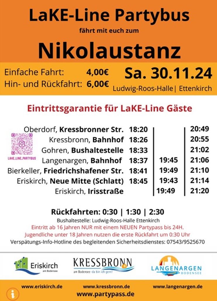 LaKE-Line Partybus fährt mit euch zum Nikolaustanz