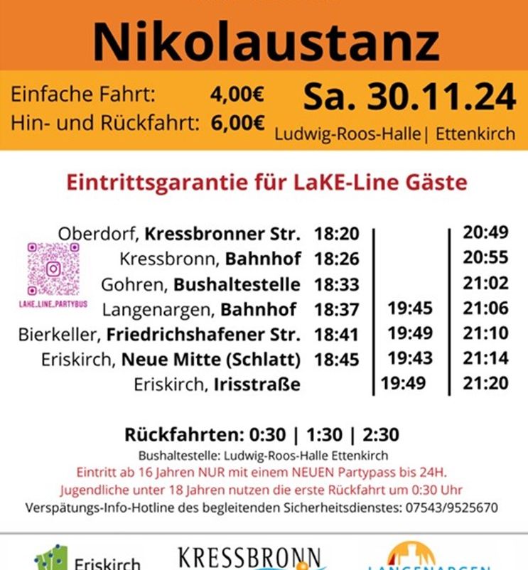 LaKE-Line Partybus fährt mit euch zum Nikolaustanz