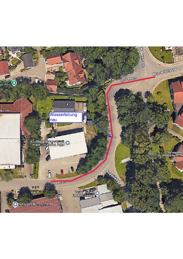 Verlegung der neuen Wasserleitung im Lehen