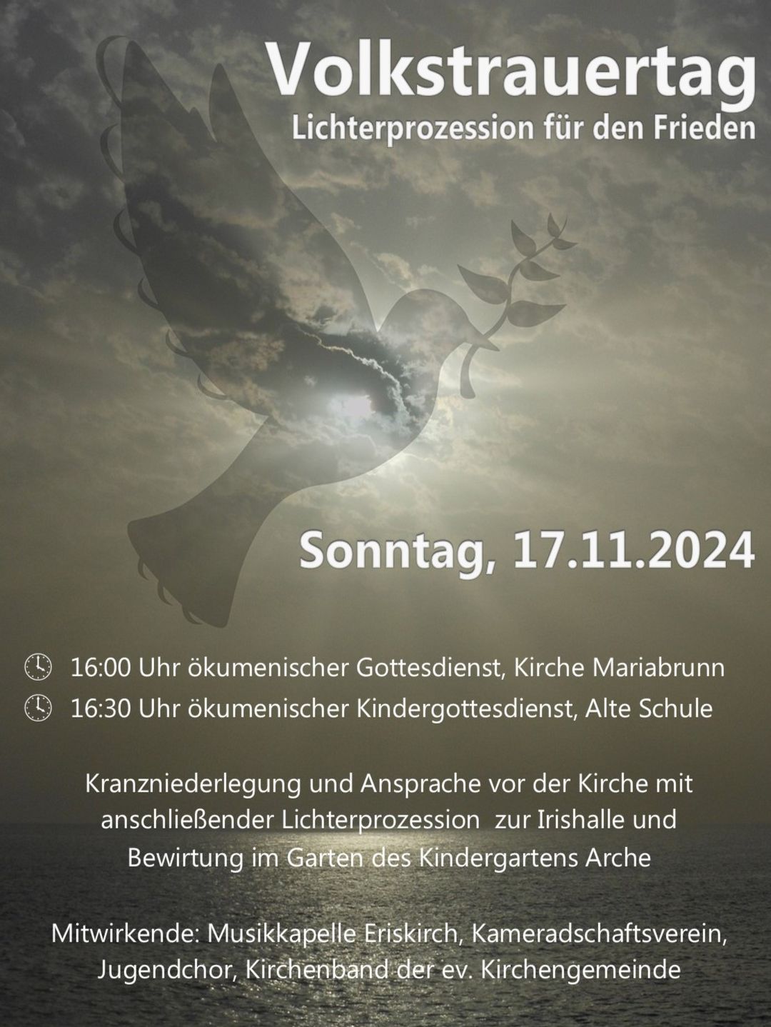 Volkstrauertag: Lichterprozession für den Frieden