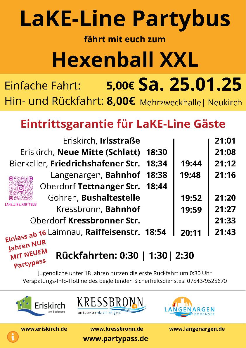 „LaKE-Line“ Partybus fährt zum Hexenball XXL nach Neukirch