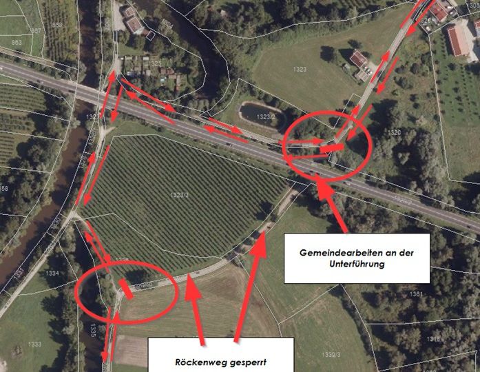 Sperrung im Rückenweg – Gemeindearbeiten an der Unterführung