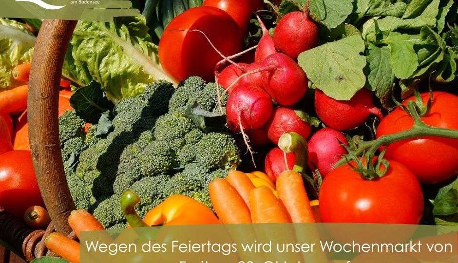 Der Wochenmarkt wird aufgrund des Feiertages auf 02.10. vorverlegt