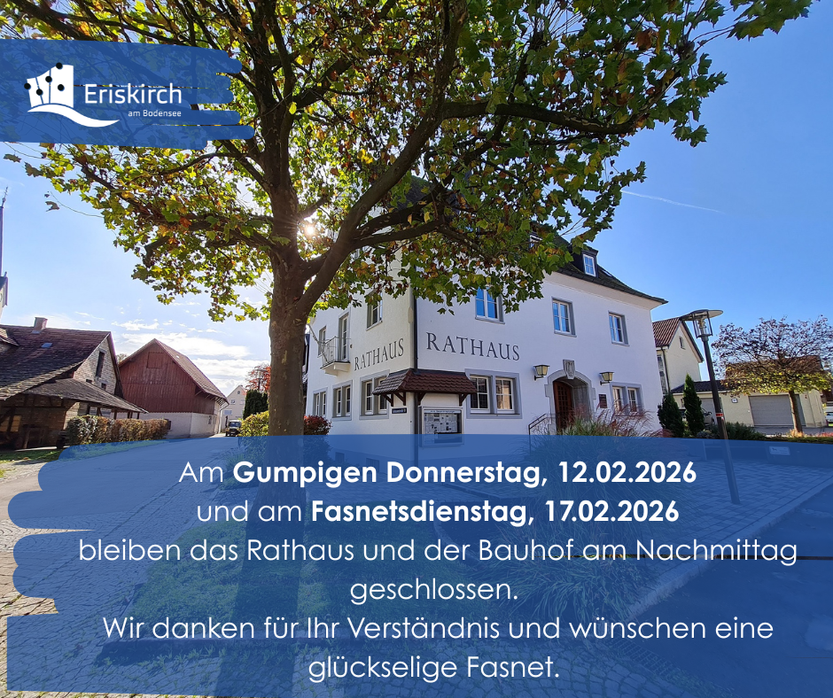 Schließzeiten Fasnet 2026