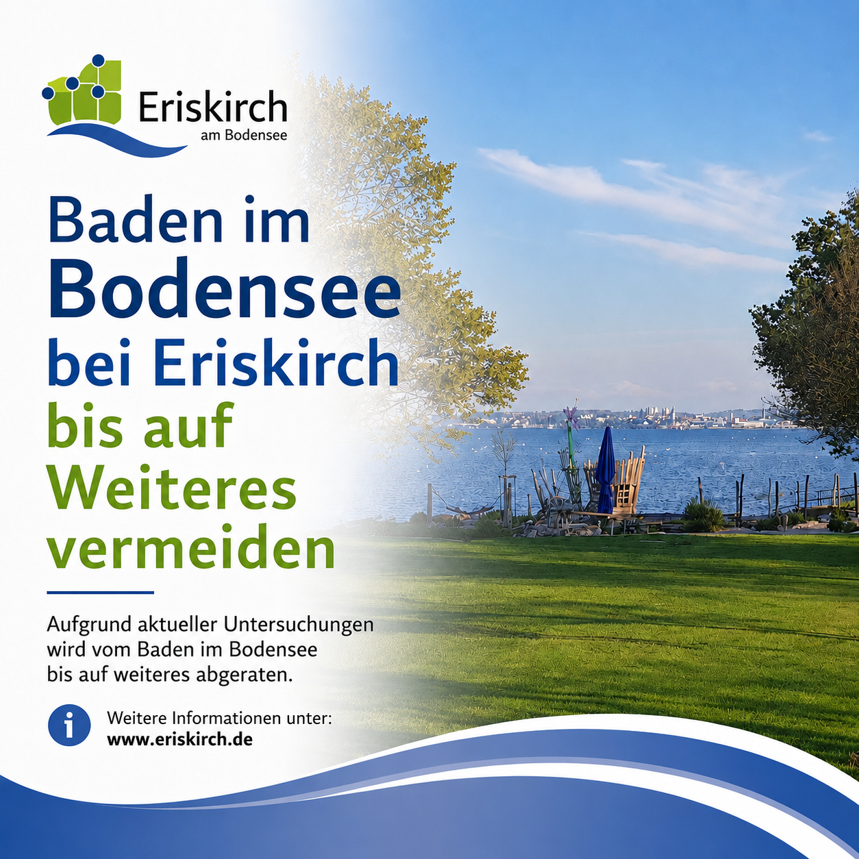 Vorsorglicher Hinweis für Eriskirch: Baden im Bodensee derzeit vermeiden