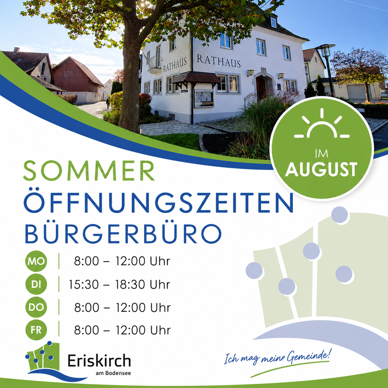Sommeröffnungszeiten im Bürgerbüro