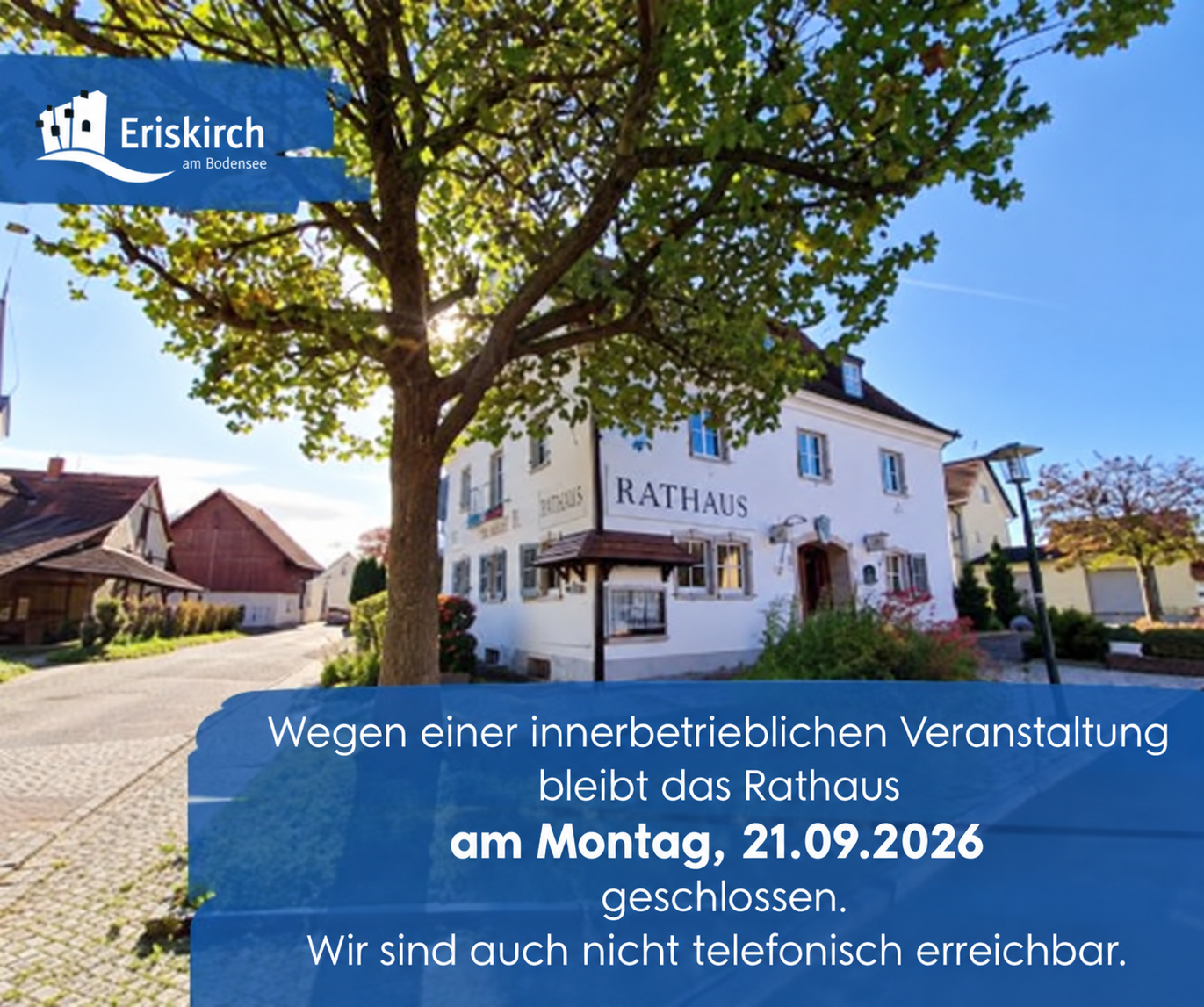 Rathaus am 21.09.2026 geschlossen