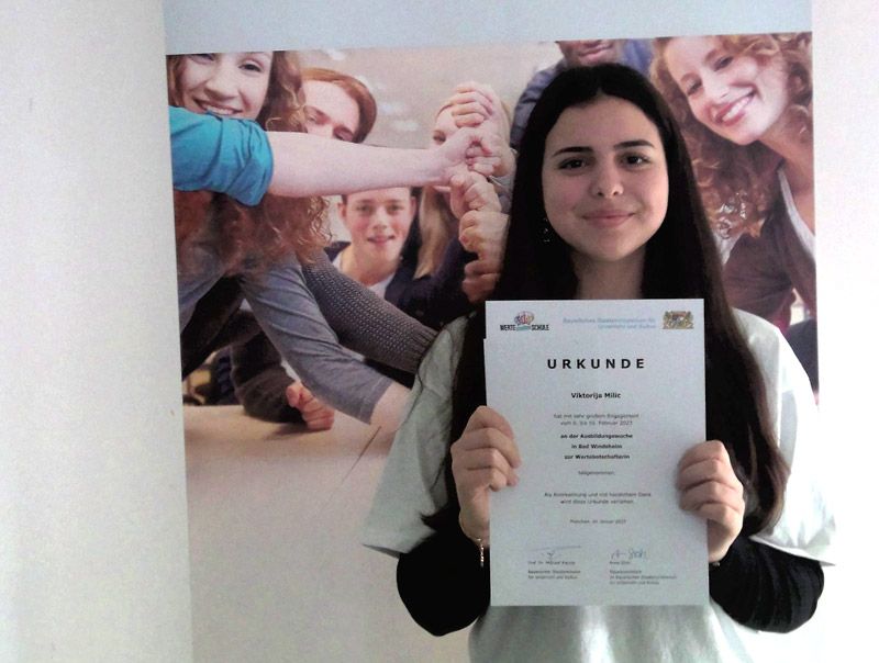 Herzliche Glückwünsche an Viktorija Milić zur „Wertebotschafterin“!