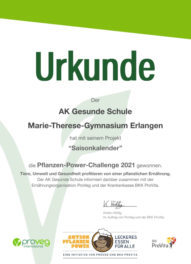 AK Gesunde Schule Urkunde