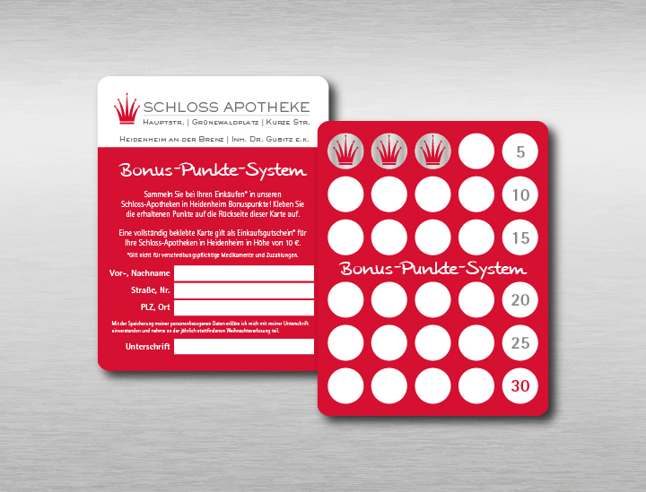 rot-weiße Bonuspunktekarte der Schlossapotheke