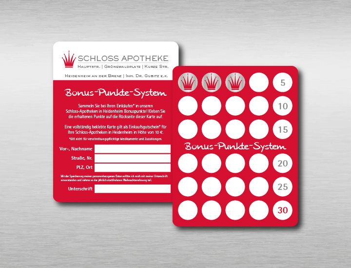 rot-weiße Bonuspunktekarte der Schlossapotheke