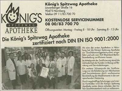 Zeitungsanzeige über Einführung der din-en iso 9001:2000