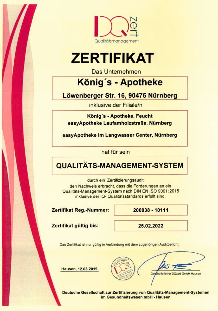 IsoZertifikat der DQ Zert 25.02.2022