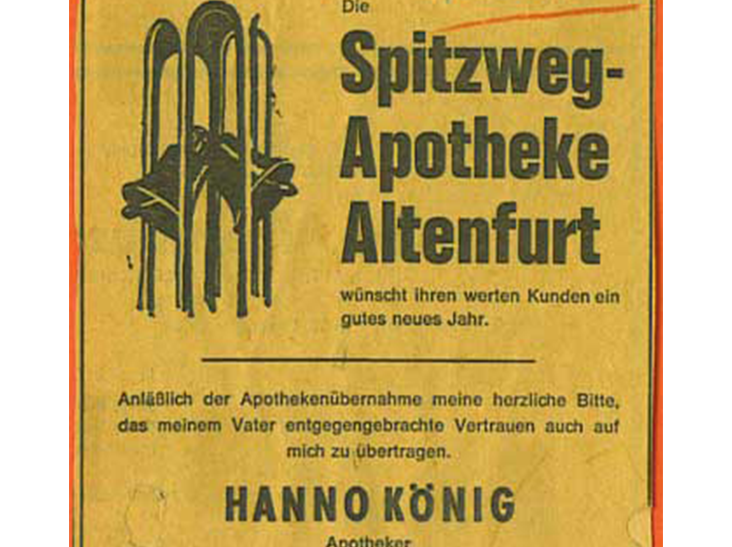 Anzeige - Apothekenneueröffnung 1968