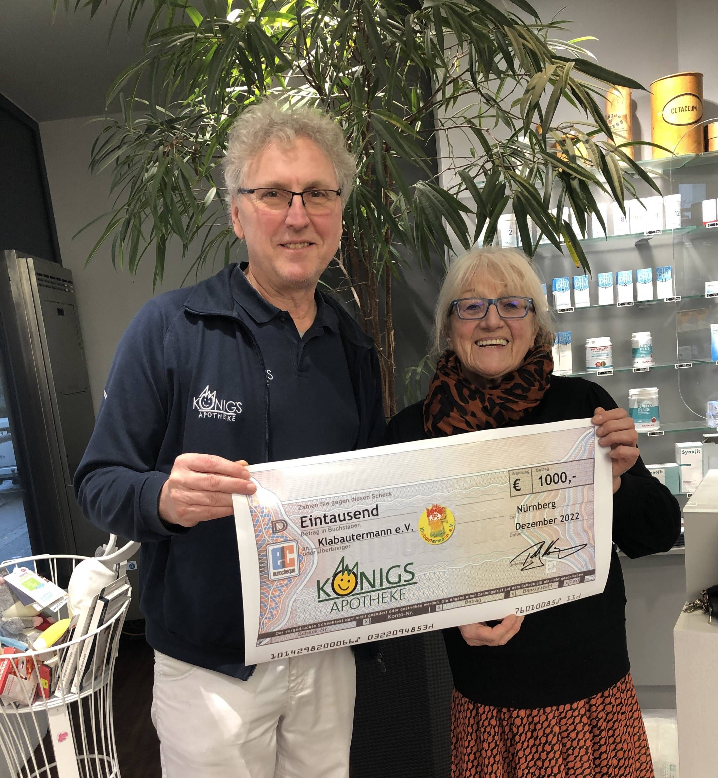 Spendenübergabe an Klabautermann e.V. im Dezember 22