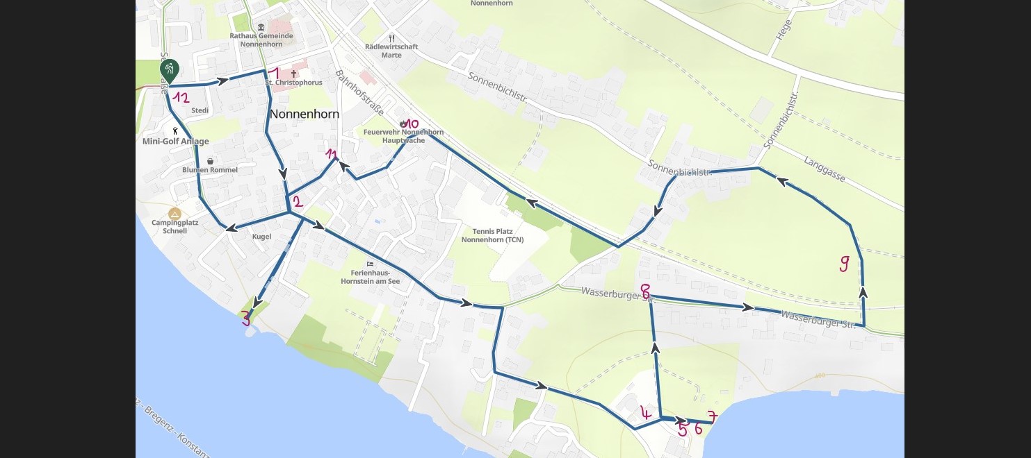 Übersicht der Kinder Rallye Rundtour mit Fragestationen