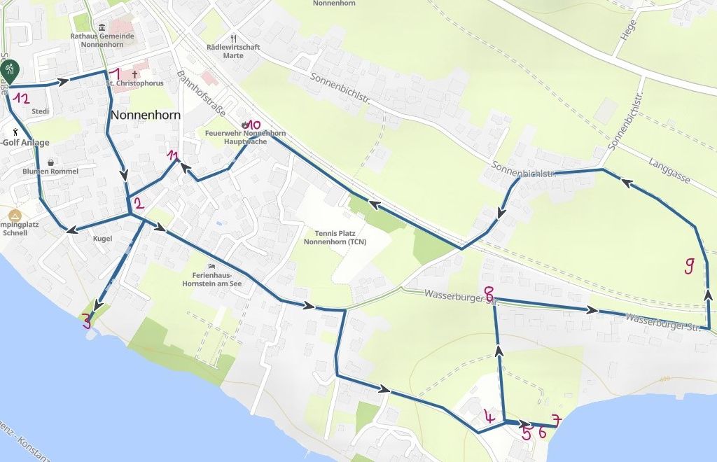 Übersicht der Kinder Rallye Rundtour mit Fragestationen