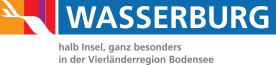 Wasserburg Logo mit dem Slogan Halb Insel, ganz Besonders. In der Vierländerregion Bodensee