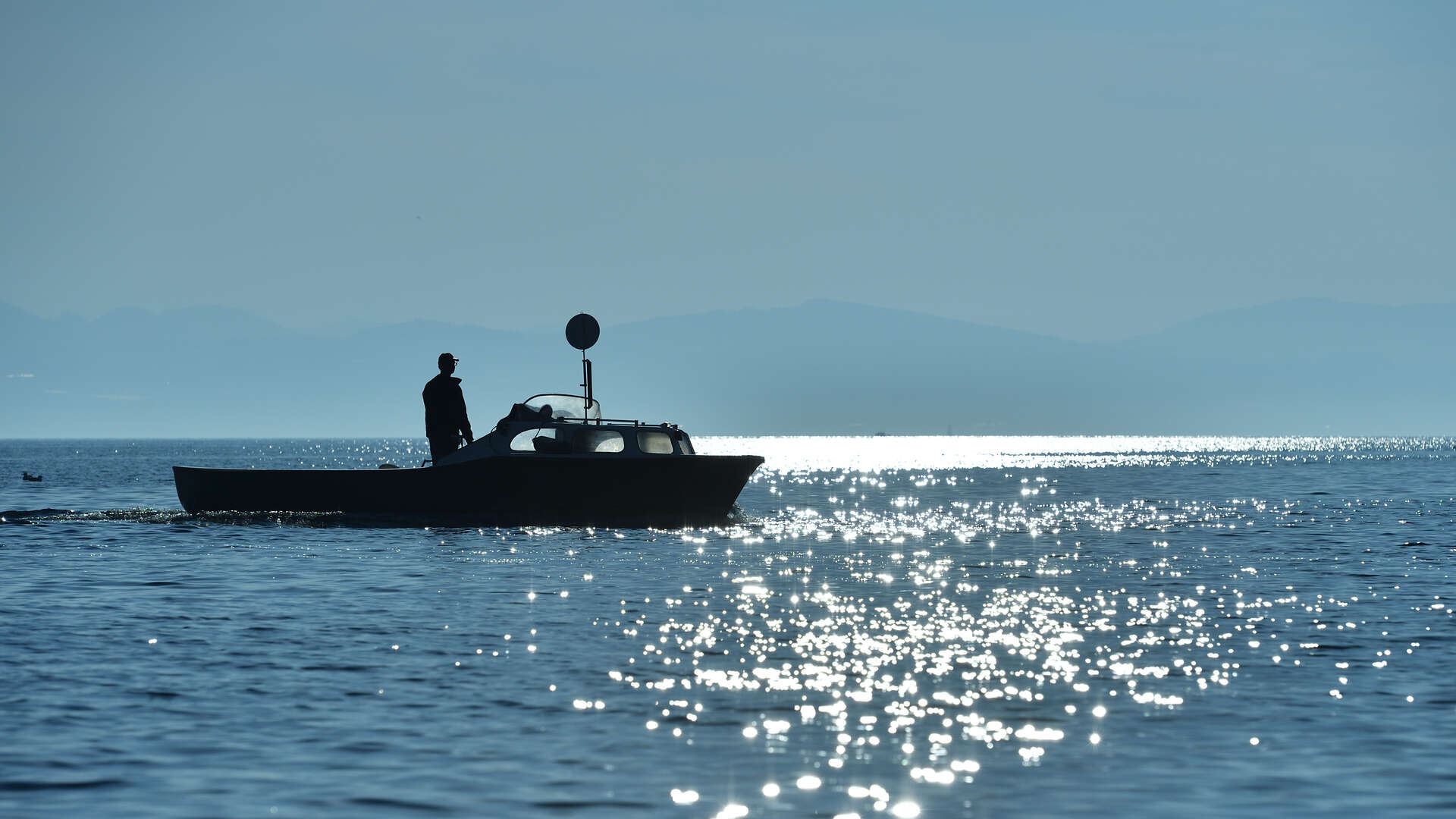 Ein Fischerboot auf dem Bodensee.