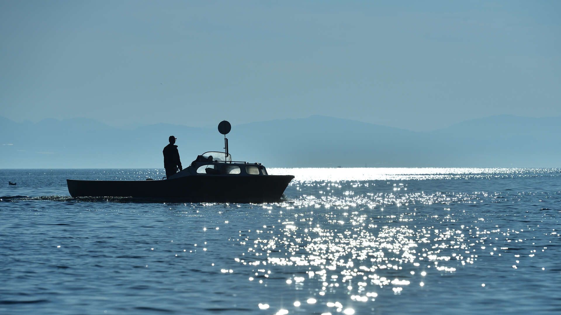 Ein Fischerboot auf dem Bodensee.