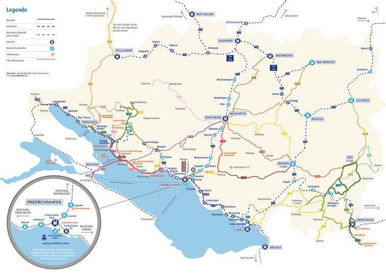 Übersicht Linien von Zug und Bus im Bodogebiet.