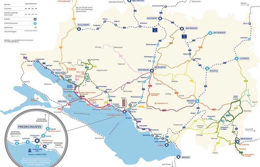 Übersicht Linien von Zug und Bus im Bodogebiet.
