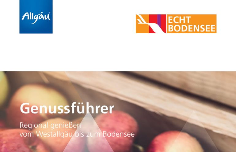 Titelbild Genussführer mit einem Bild von Äpfeln in einer Kiste.