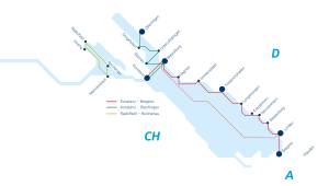 Abbildung Bodensee mit den Schifflinien