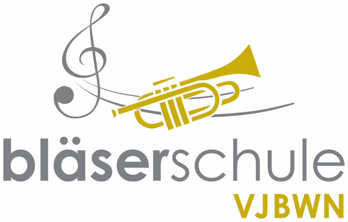 Logo der Bläserschule VJBWN e.V. mit Notenschlüssel und Trompete