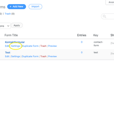 Wechseln Sie in den Bereich Formulare > Forms. Danach öffnen Sie die Settings des entsprechenden Formulars.