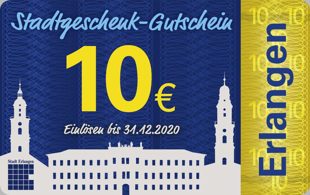 „Stadtgeschenk-Gutschein Erlangen“ ab 1. Oktober 2020 im Verkauf