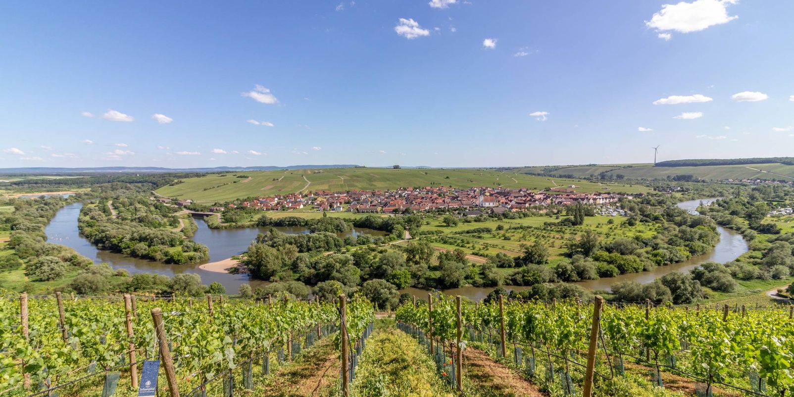 Herzlicher Blick von der Vogelsburg auf die Mainschleife bei Volkach