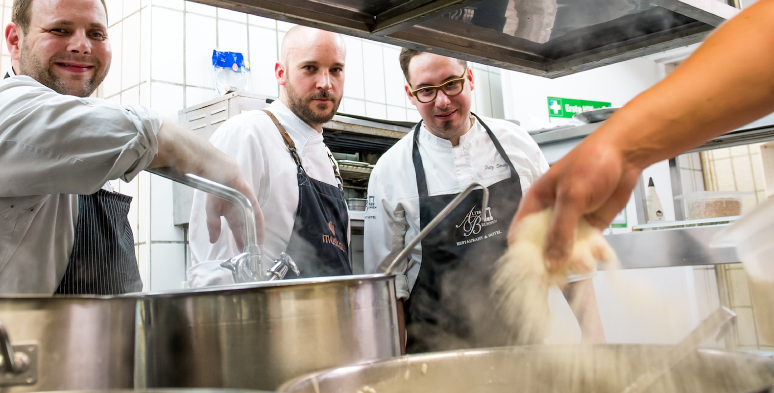 Die Erlanger Köche des Finalabends, v.l.n.r. Dominik Polster, Zacharias Dengler, Fritz Striegel jr.