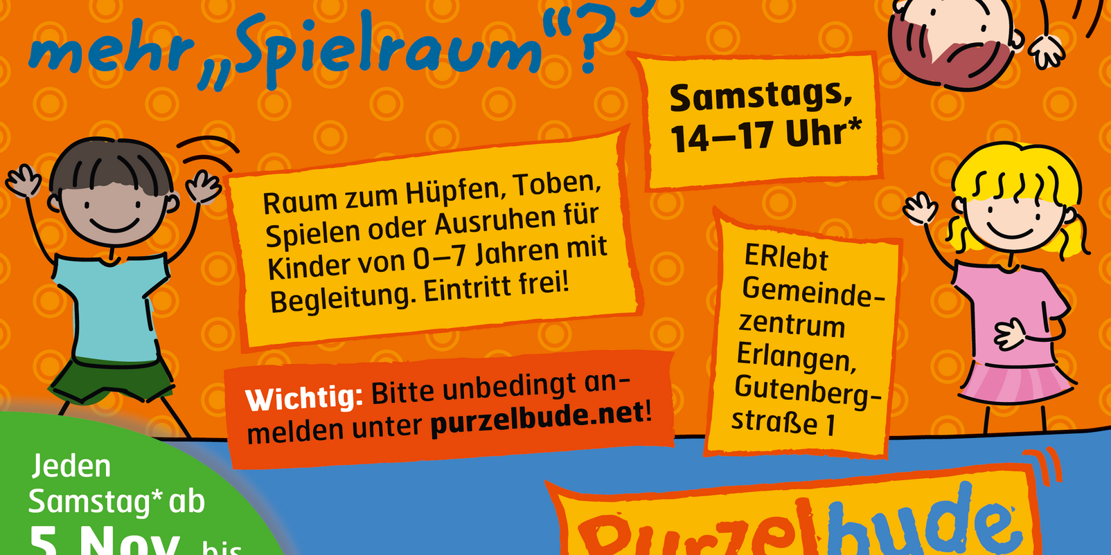 Die Purzelbude – ab 5.11. jeden Samstag Kinderbetreuung