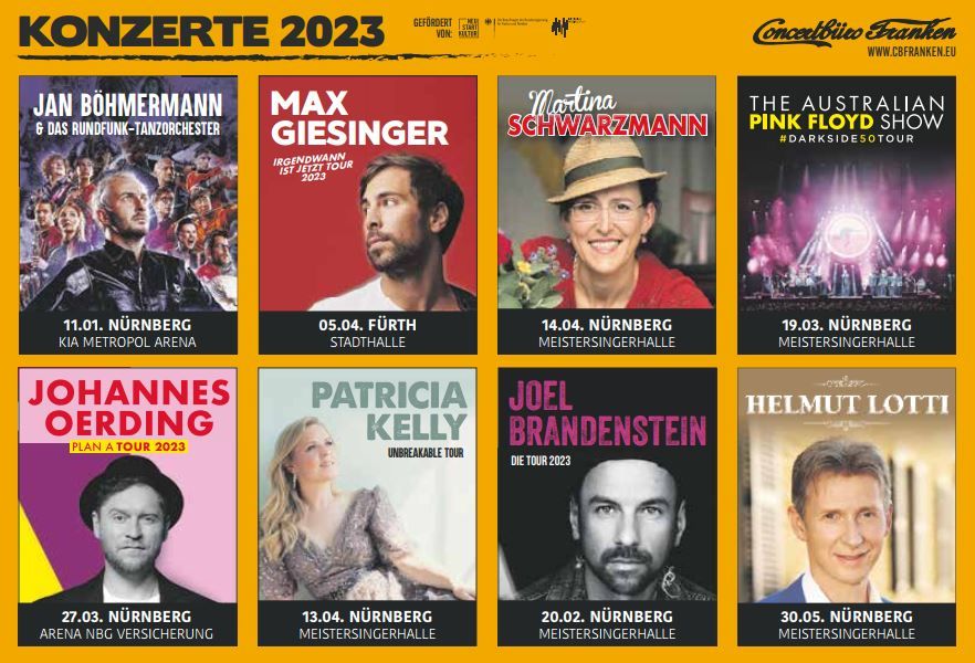 Kommende Konzerthighlights vom Concertbüro Franken