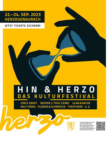 Der Ticketvorverkauf beginnt für "hin&herzo - Das Kulturfestival" vom 22. - 24.9.23 mit dem Motto "ZEIT & ZEITEN"!