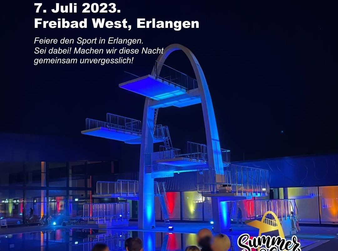Tauche ein in die Summer Vibes 2023 - Das Sommerfest des Erlanger Sports am Fr. 7.7. 23 im Freiband West