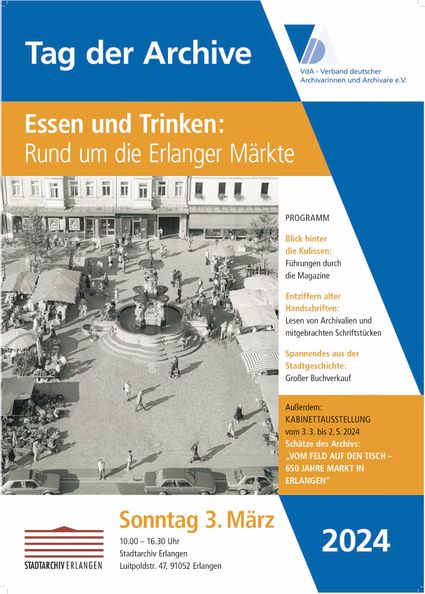 Vom Feld auf den Tisch. 650 Jahre Markt in Erlangen - Ausstellung bis 2.5.24 im Stadtarchiv Erlangen