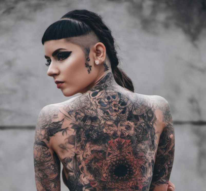 ätowierter Frauenrücken auf der Tattoo-Convention Fürth 2025