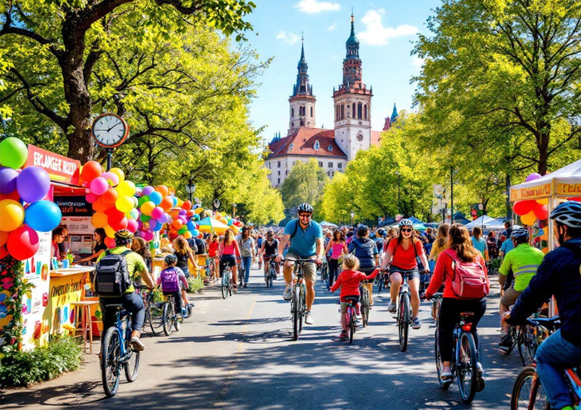 Teilnehmende der 30. Erlanger Rädli erkunden gemeinsam Erlangen per Fahrrad.
