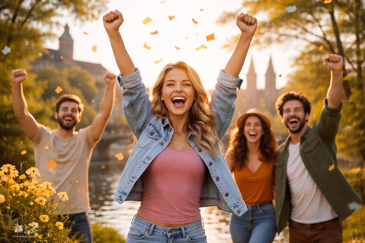 Freunde feiern den Frühling mit Freude und Energie bei einem Outdoor-Erlebnis in Nürnberg – perfekte Ostergeschenke 2026