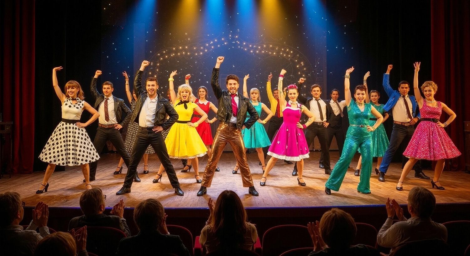 The Magic Night Of Dance Musicals Ensemble auf der Bühne in Erlangen mit farbenfrohen Kostümen und Tanzshow