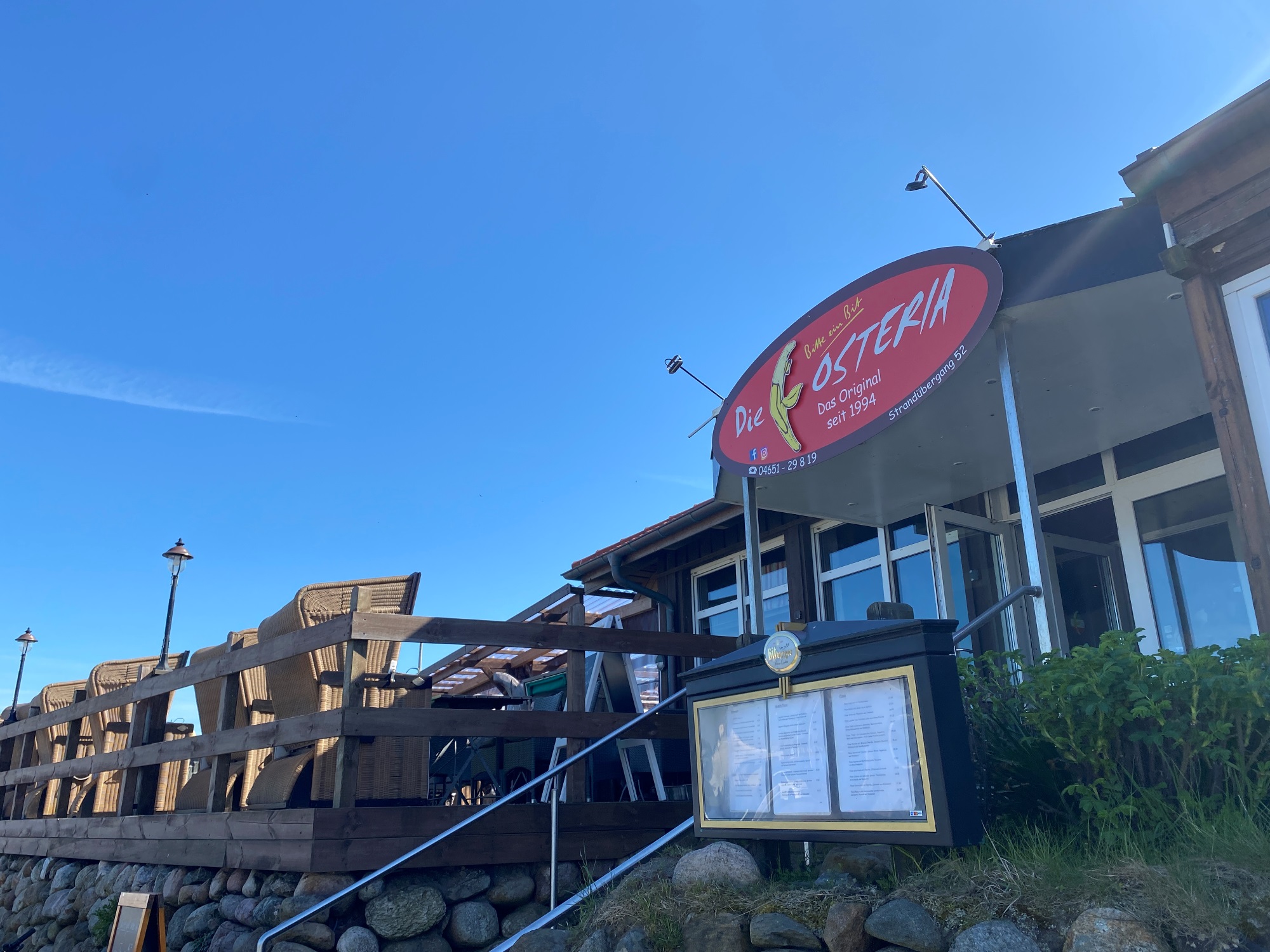 Außenansicht des Restaurants Osteria auf dem Campingplatz Westerland