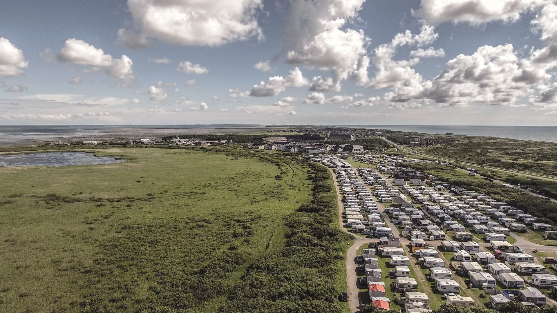Luftbild des Campingplatz Rantum