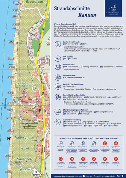 Strandkarte Strandübersicht Rantum