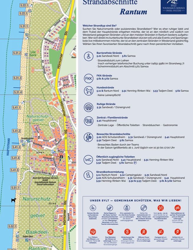 Strandkarte Strandübersicht Rantum
