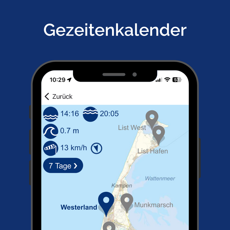 Gezeitenkalender in der iSylt-App