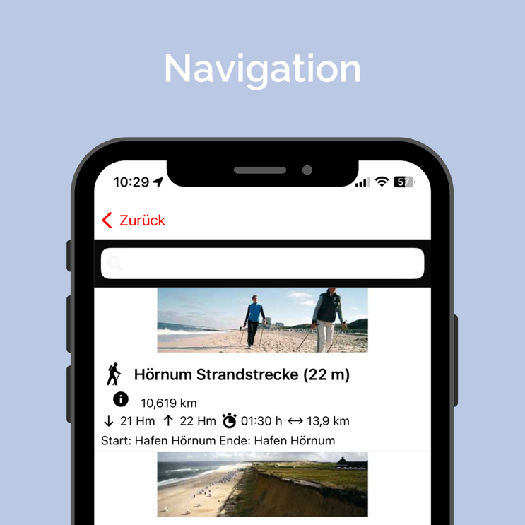 Navigation in der iSylt-App